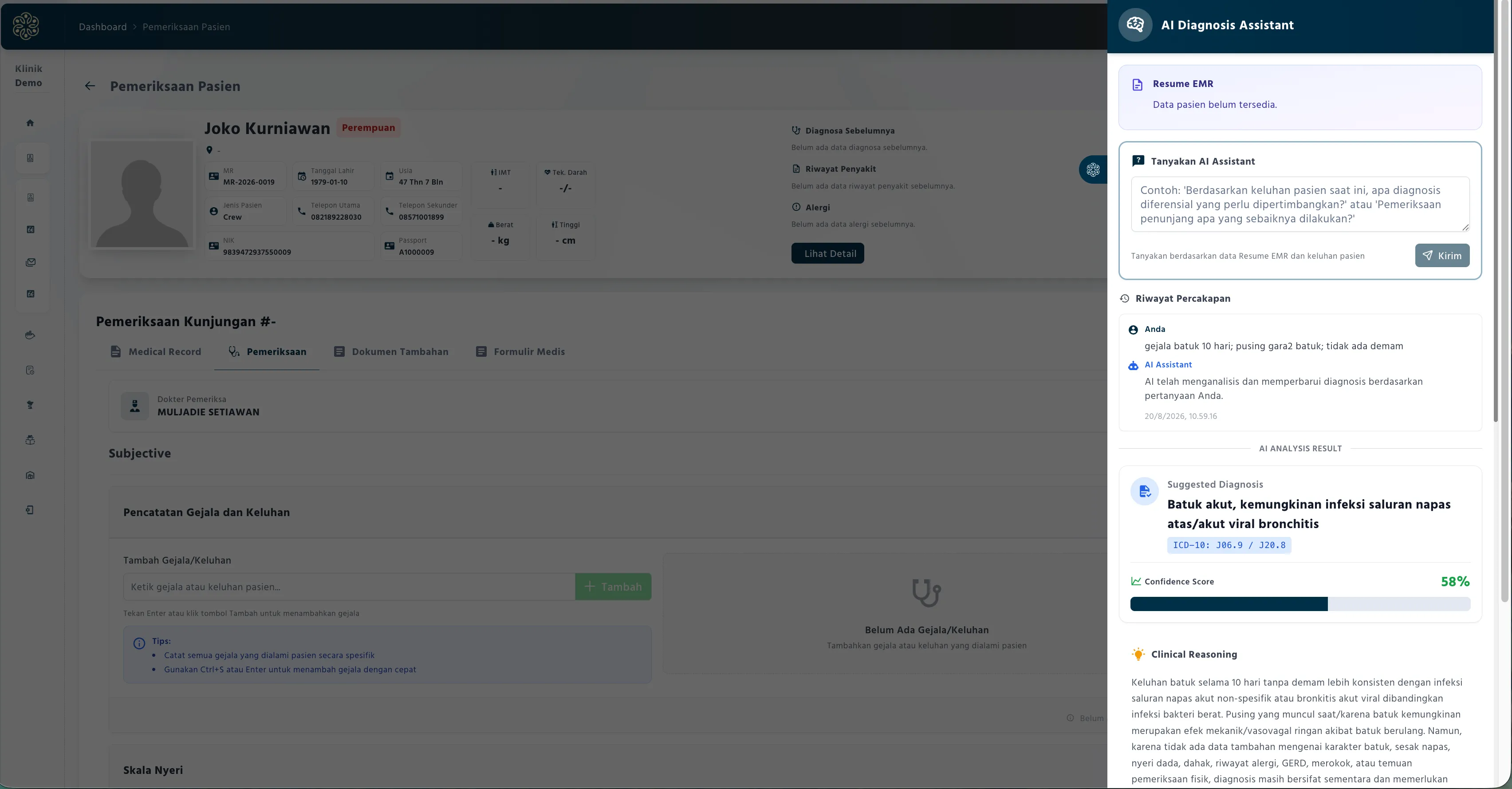 Asisten diagnosis AI dengan kode ICD-10